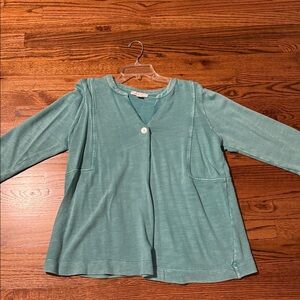 J Jill Teal Women's Top with Button Detail